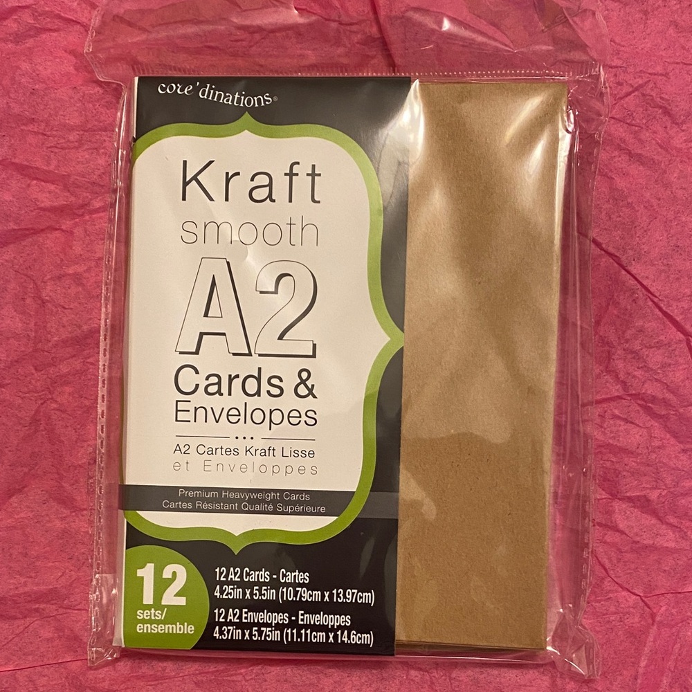 Core'dinations Kraft smooth A2 Cards & Envelopes Set of 12.